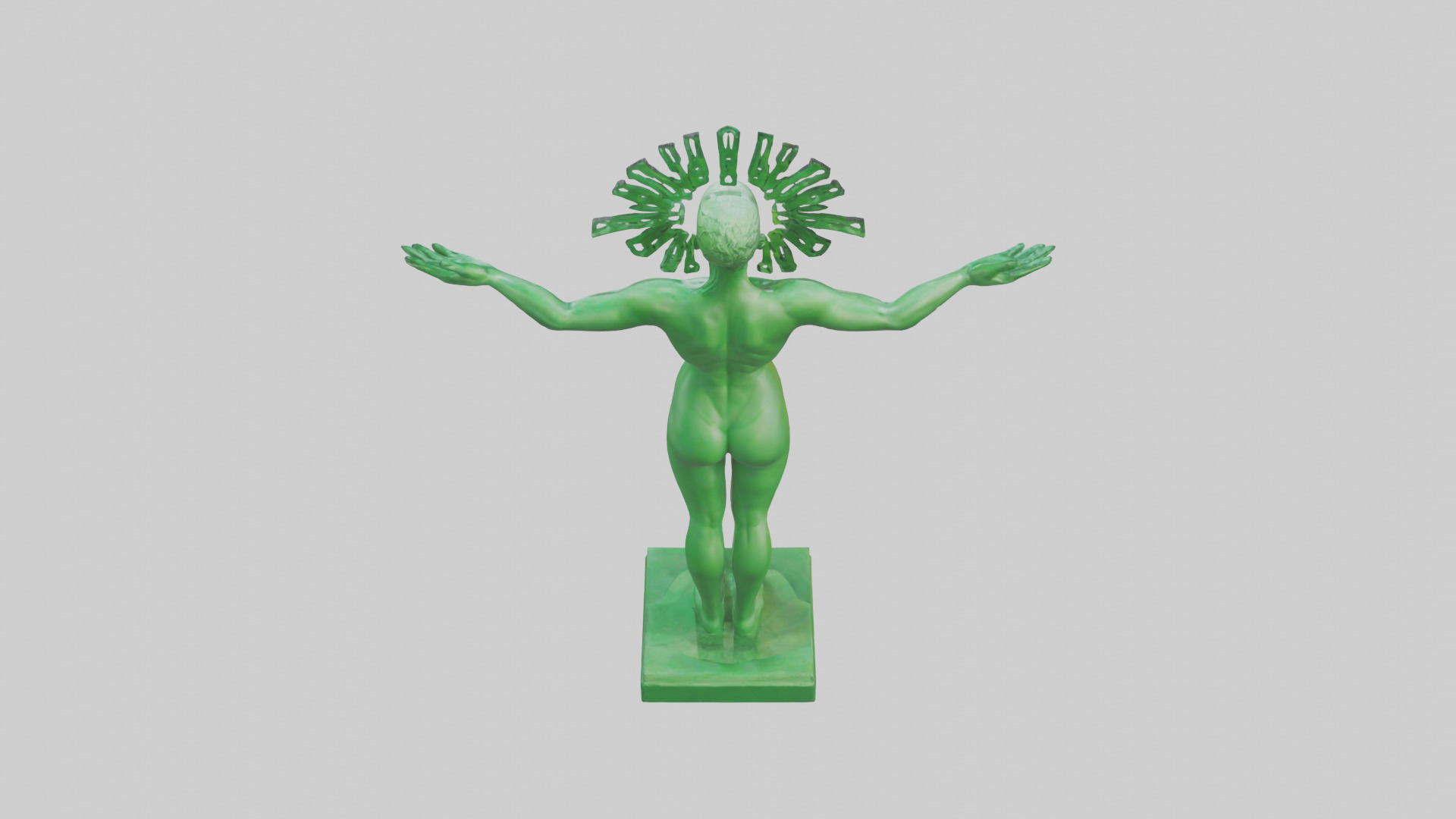 Green Future Statue model Low-poly 3D model_15