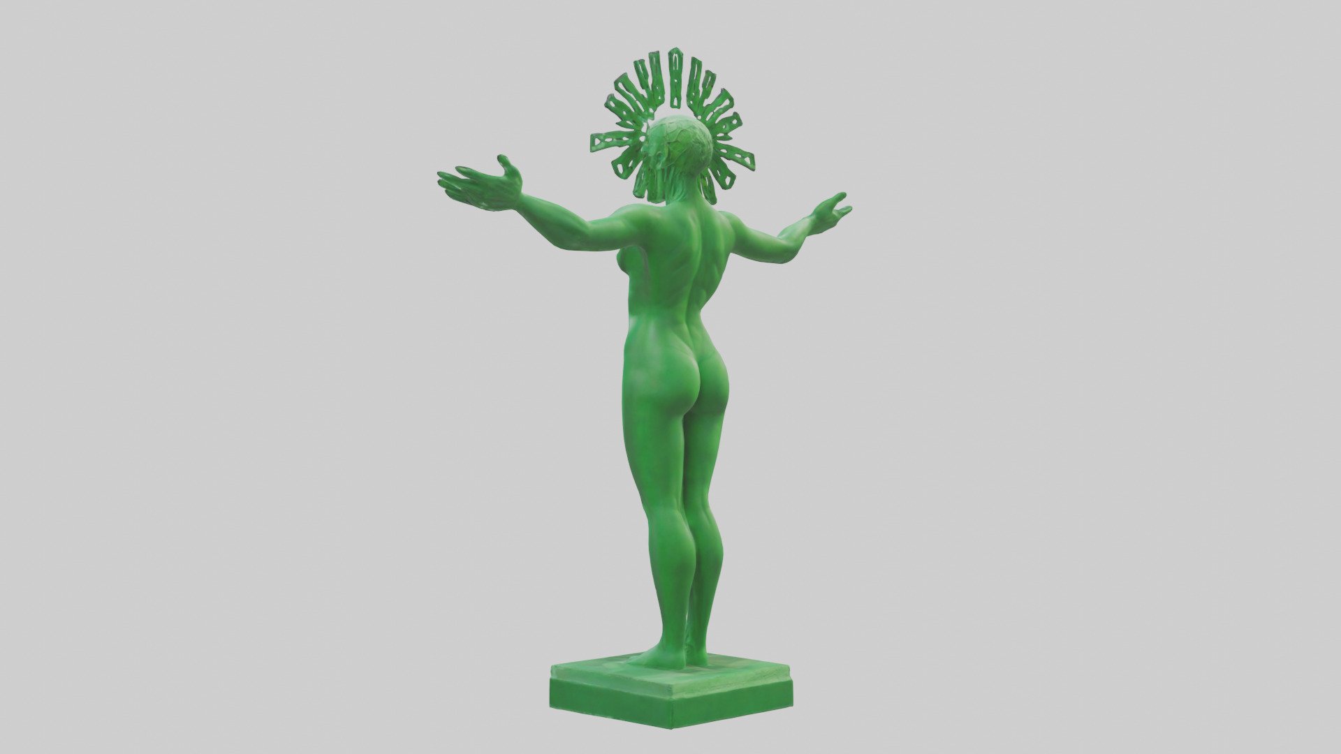 Green Future Statue model Low-poly 3D model_1