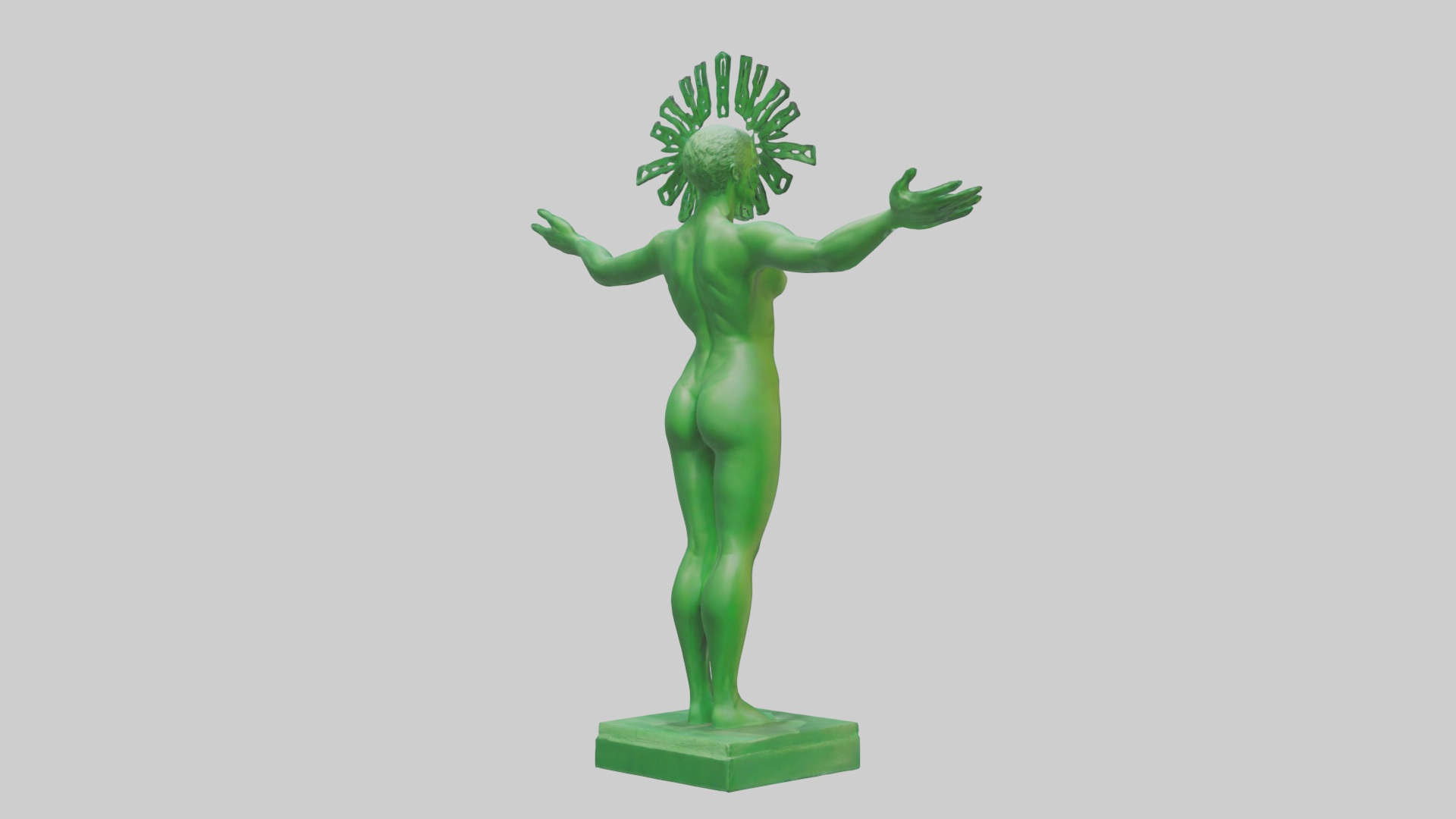 Green Future Statue model Low-poly 3D model_2