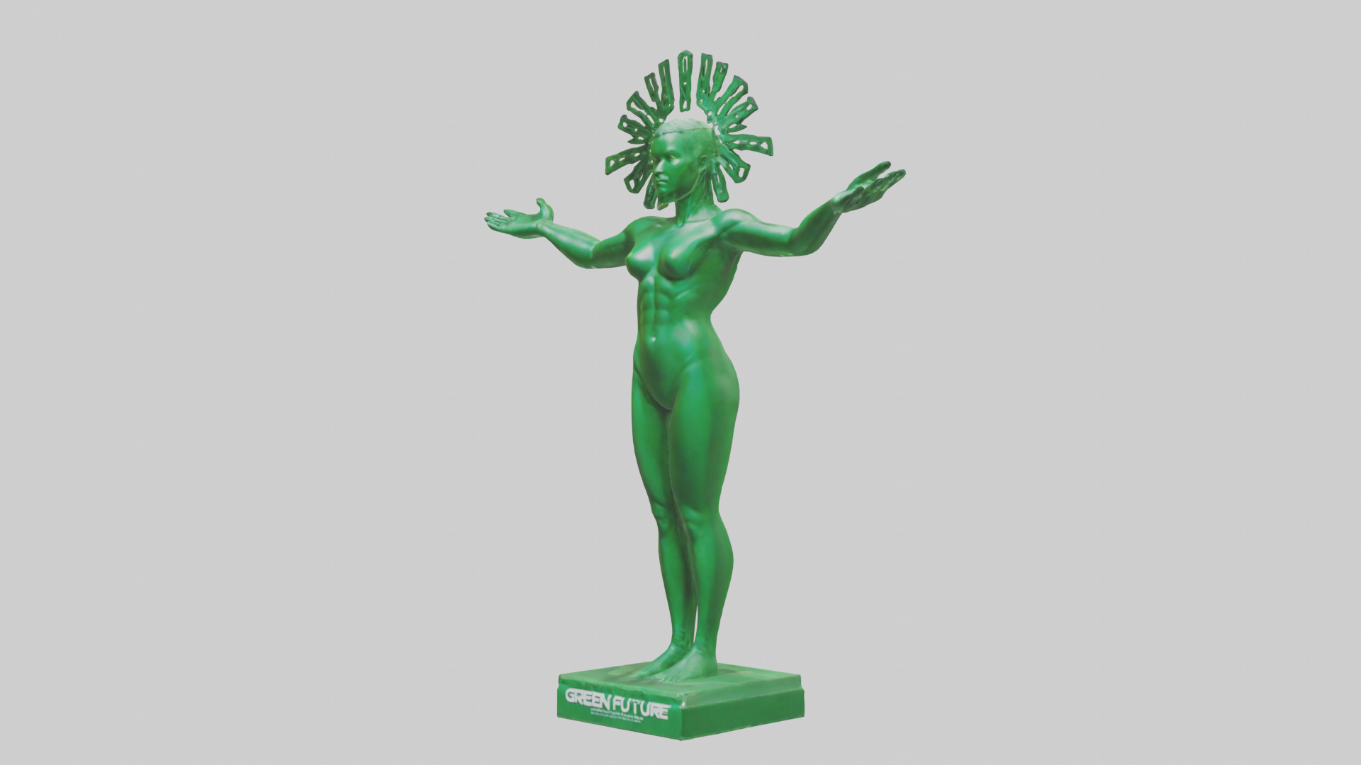 Green Future Statue model Low-poly 3D model_10