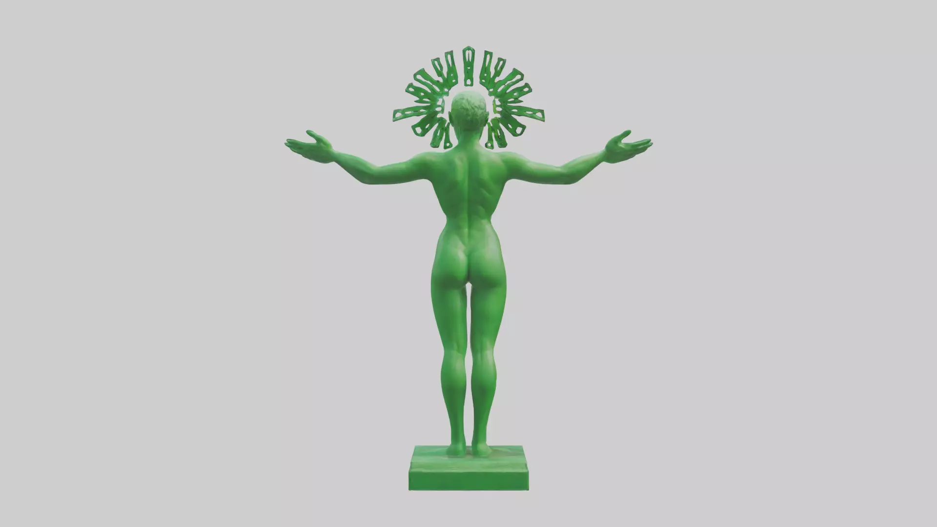 Green Future Statue model Low-poly 3D model_0
