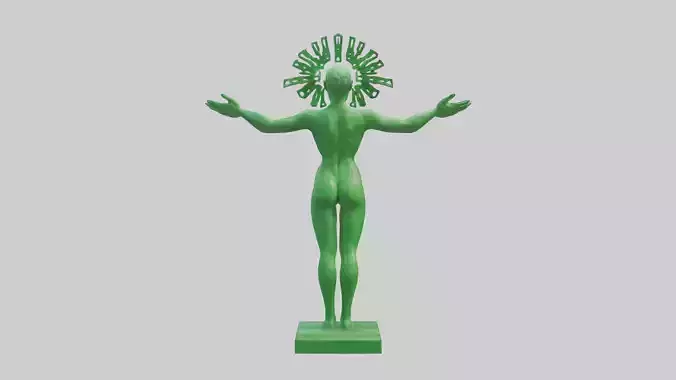 Green Future Statue model Low-poly 3D model
