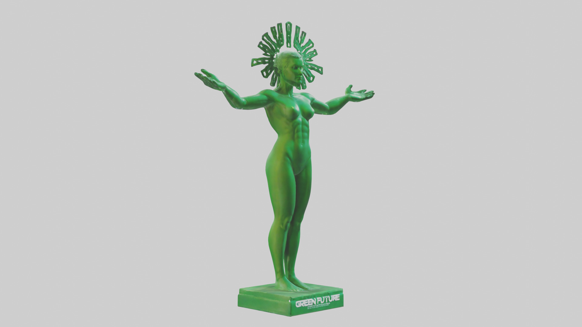 Green Future Statue model Low-poly 3D model_7