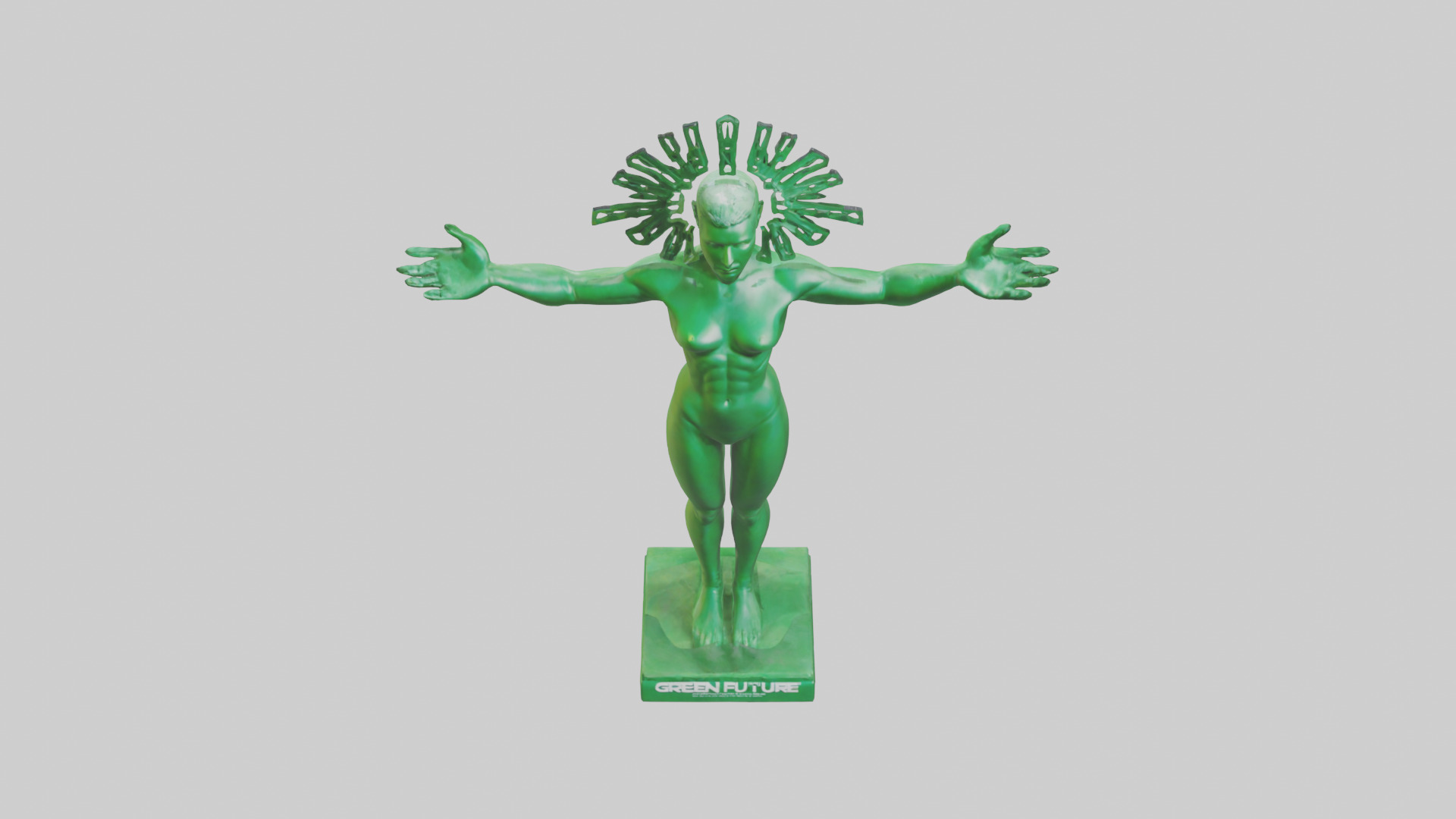 Green Future Statue model Low-poly 3D model_16