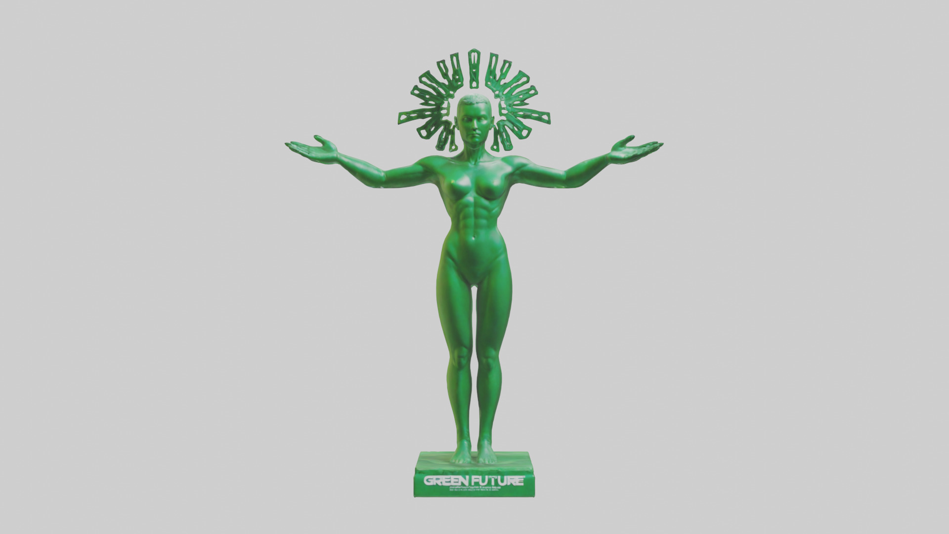 Green Future Statue model Low-poly 3D model_9