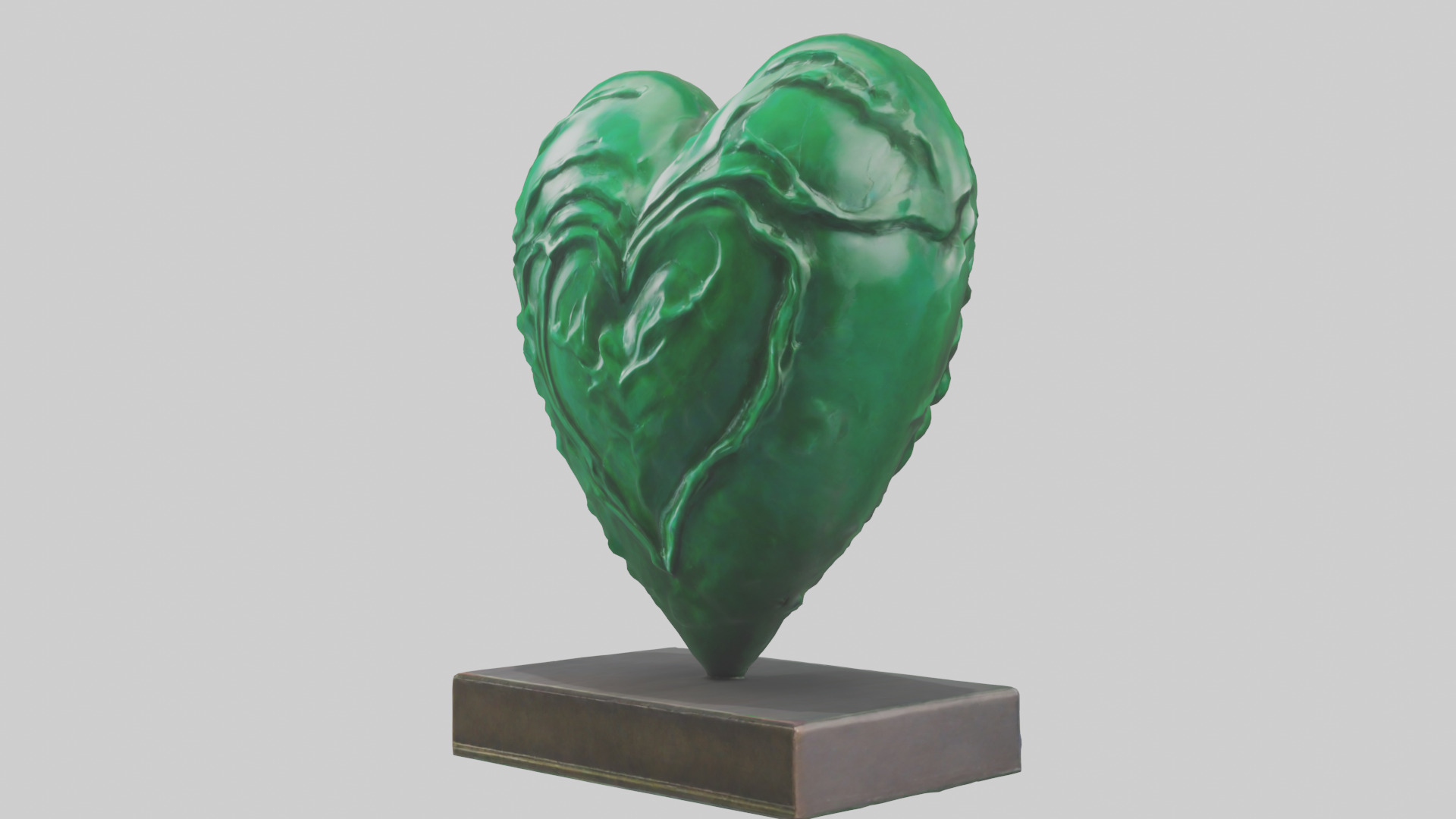 Green Heart Statue model Low-poly 3D model_8
