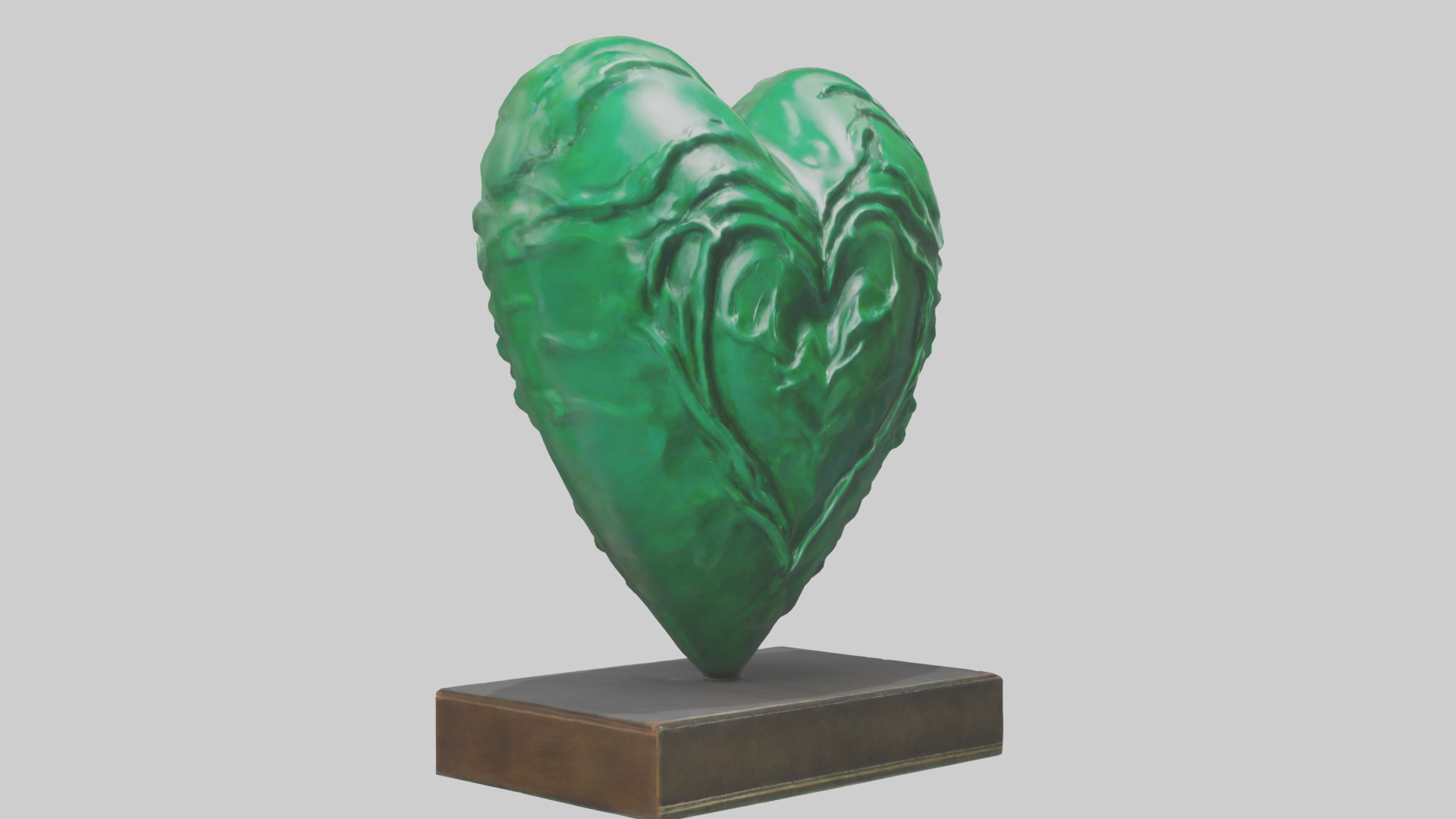Green Heart Statue model Low-poly 3D model_7
