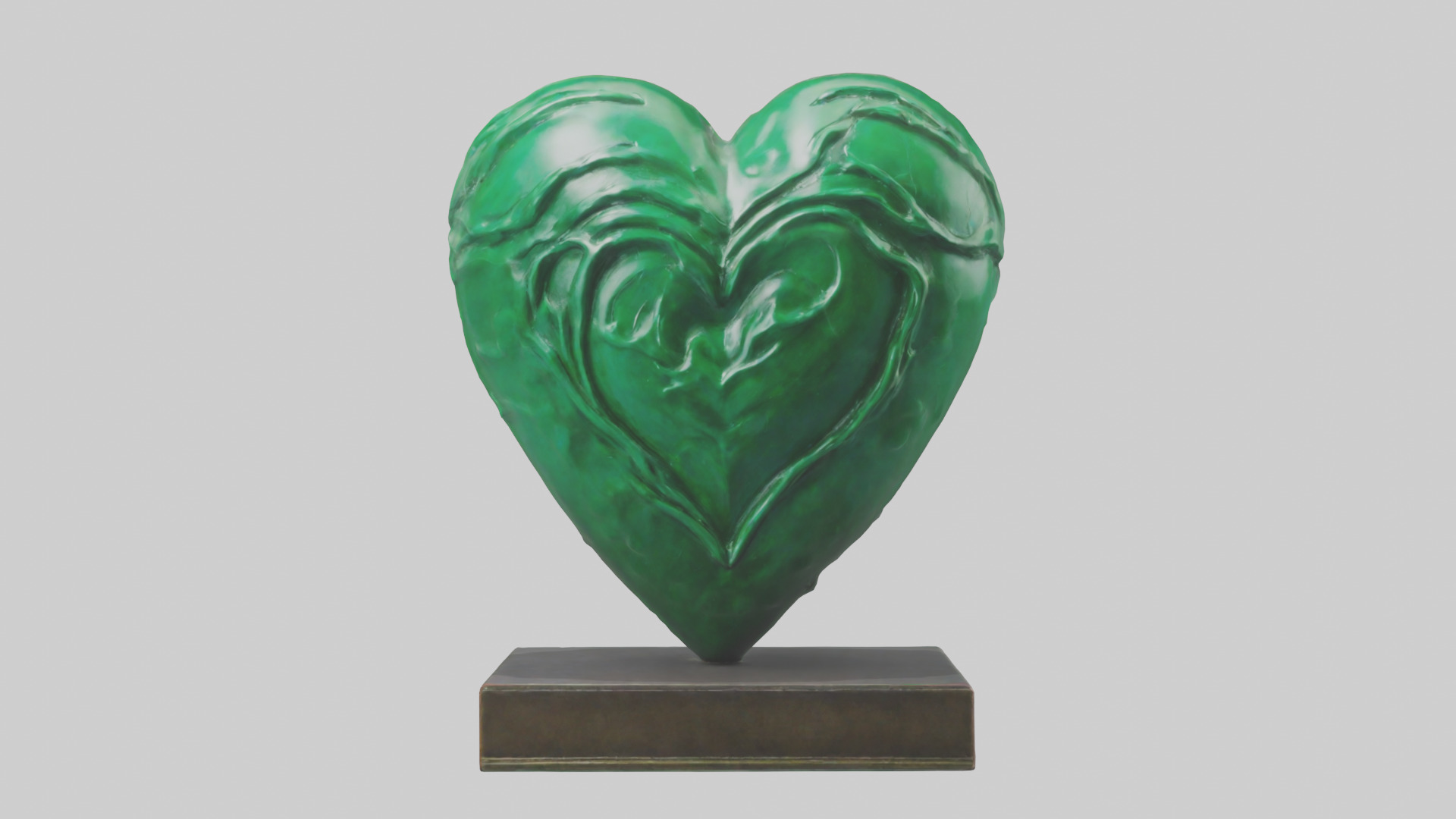 Green Heart Statue model Low-poly 3D model_9