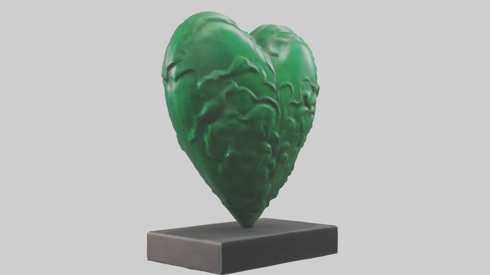 Green Heart Statue model Low-poly 3D model_1