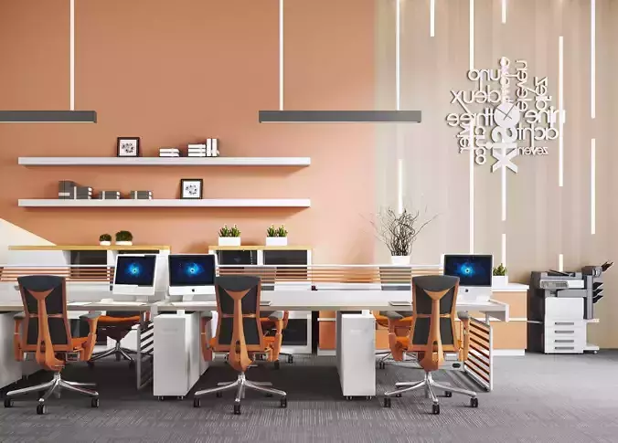 desk office and fashionable computer