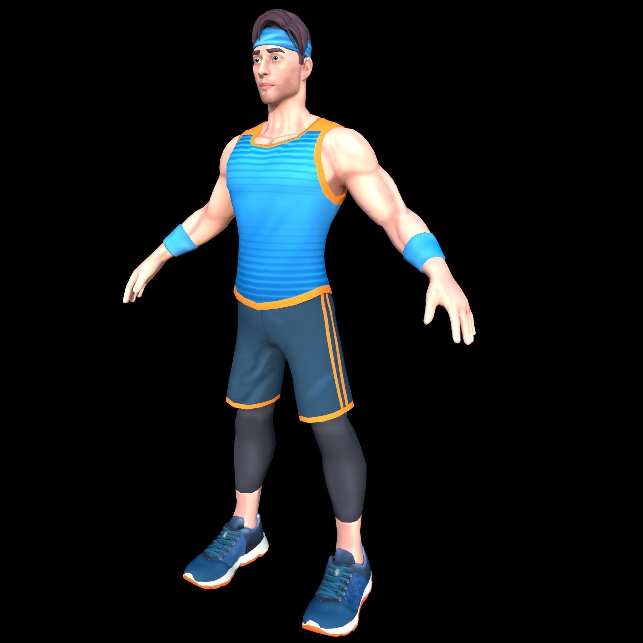 Rigged Stylized Male Athlete Game-Ready Low-Poly 3D Character Low-poly 3D model_4