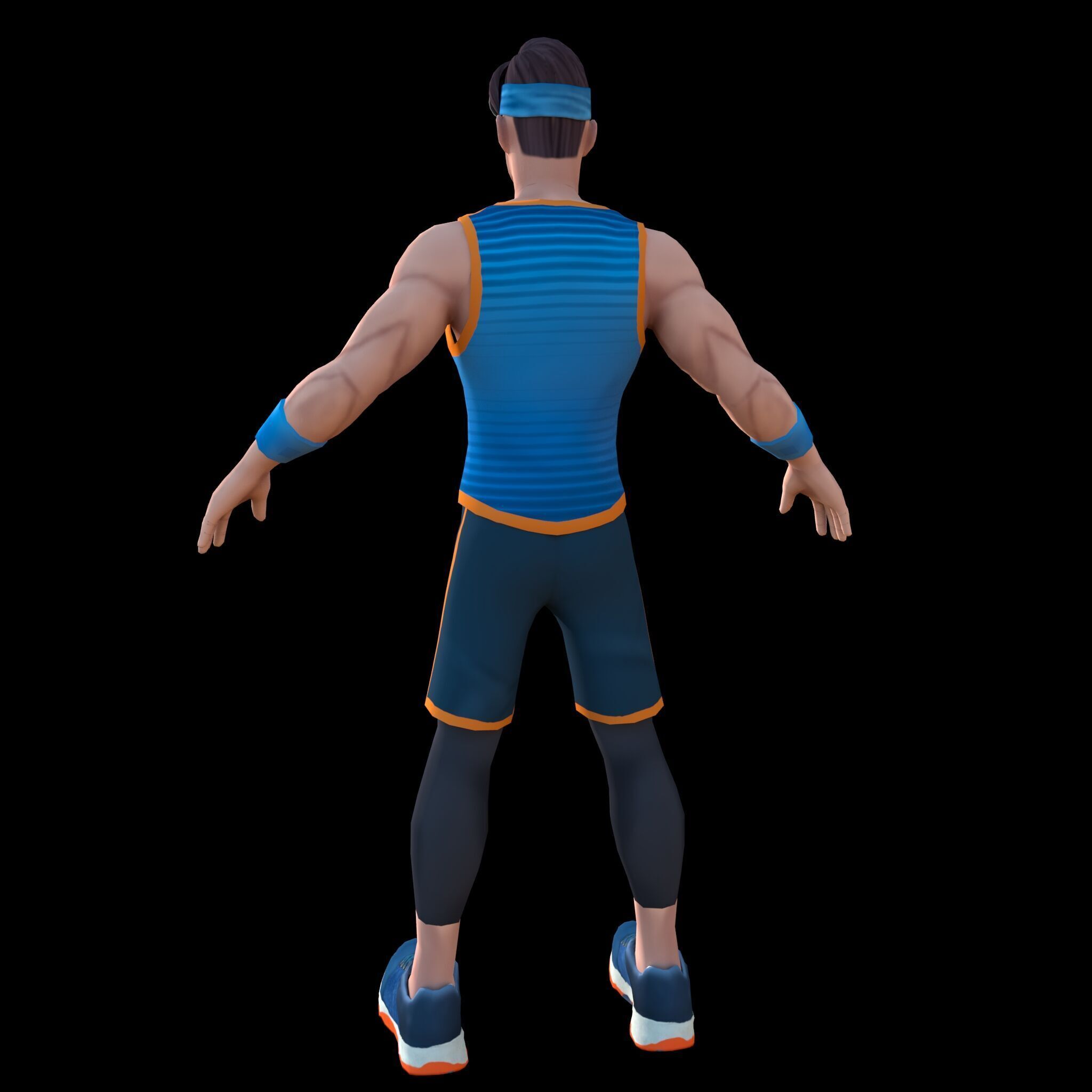 Rigged Stylized Male Athlete Game-Ready Low-Poly 3D Character Low-poly 3D model_1