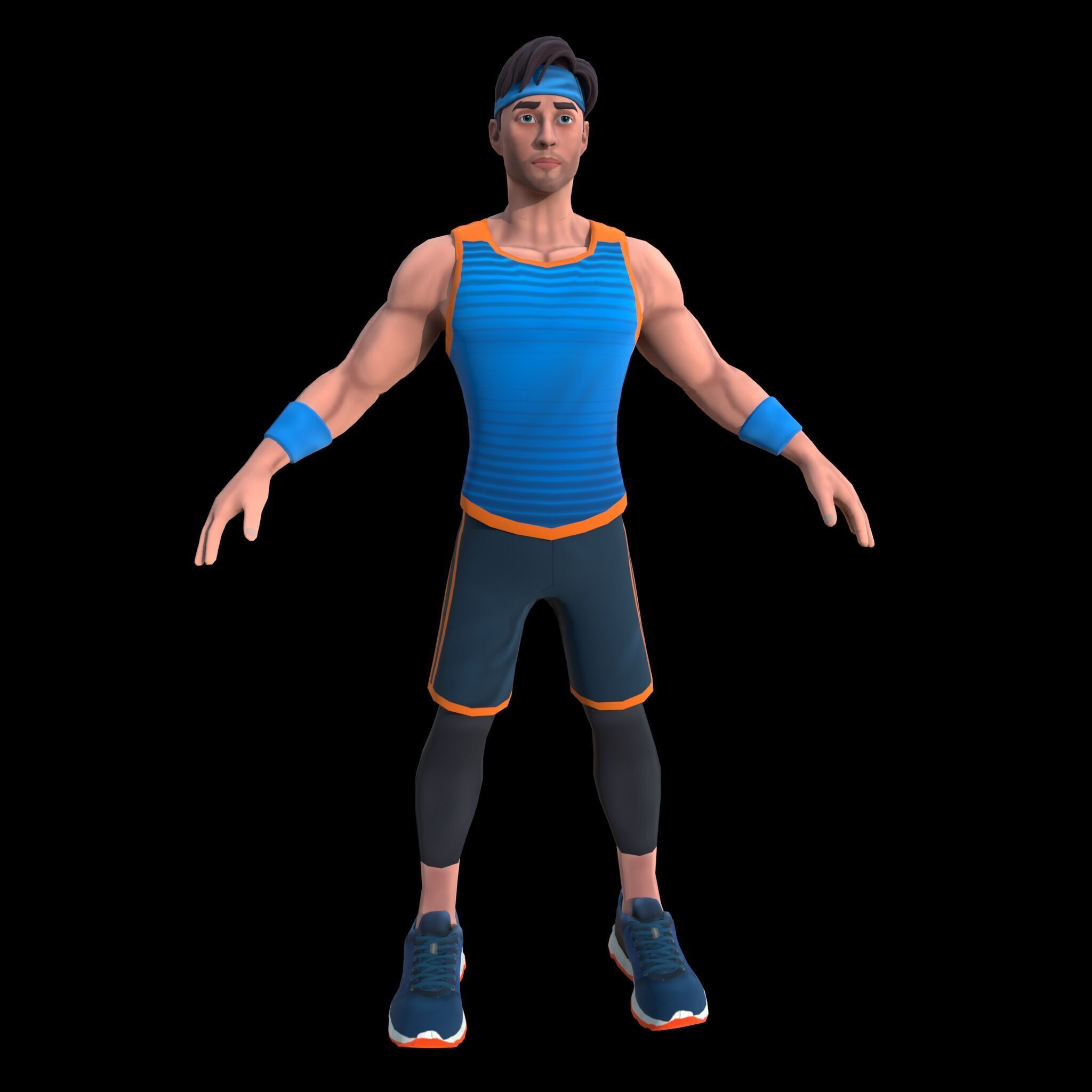 Rigged Stylized Male Athlete Game-Ready Low-Poly 3D Character Low-poly 3D model_3