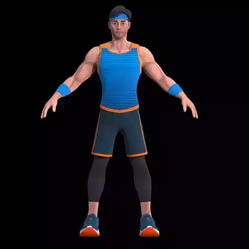 Rigged Stylized Male Athlete Game-Ready Low-Poly 3D Character