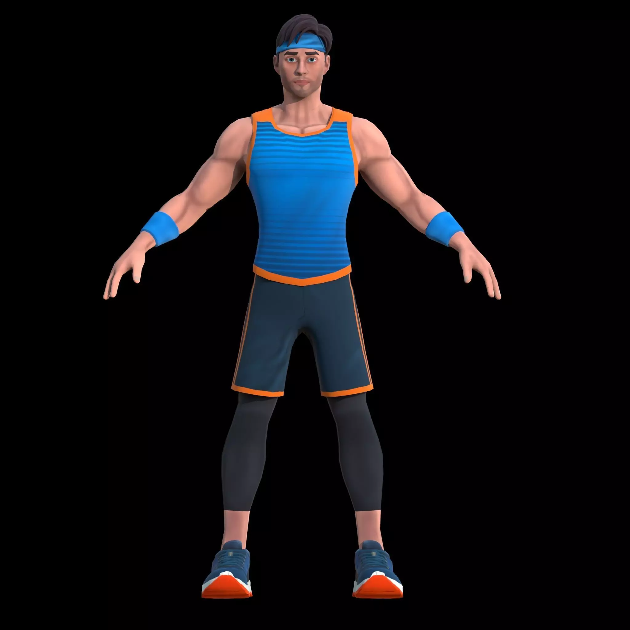 Rigged Stylized Male Athlete Game-Ready Low-Poly 3D Character Low-poly 3D model_0