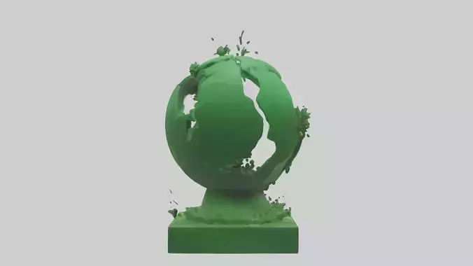 Green Planet Tribute Sculpture model Low-poly 3D model