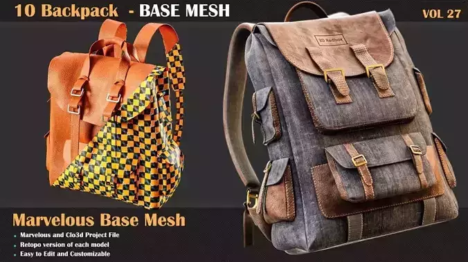 10 Backpack - Base Mesh  - VOL 27  