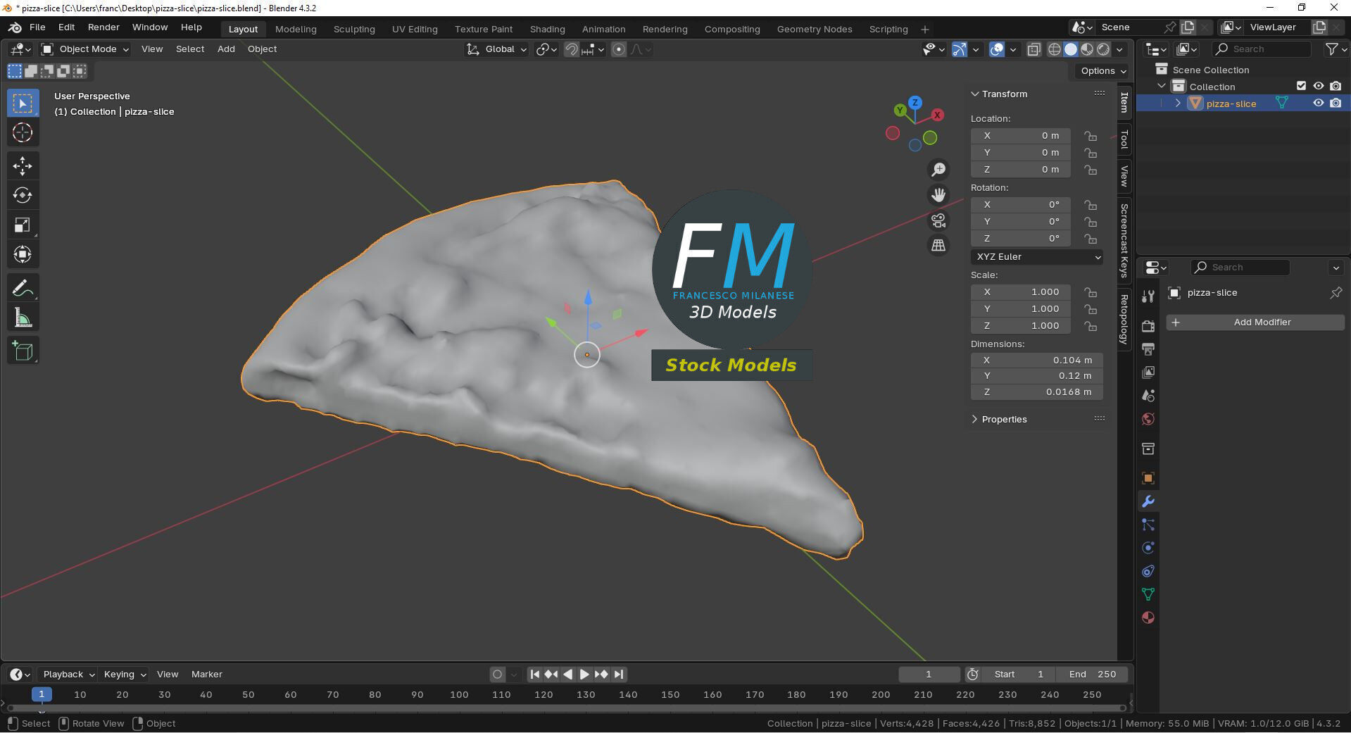 Pizza slice 3D model_9