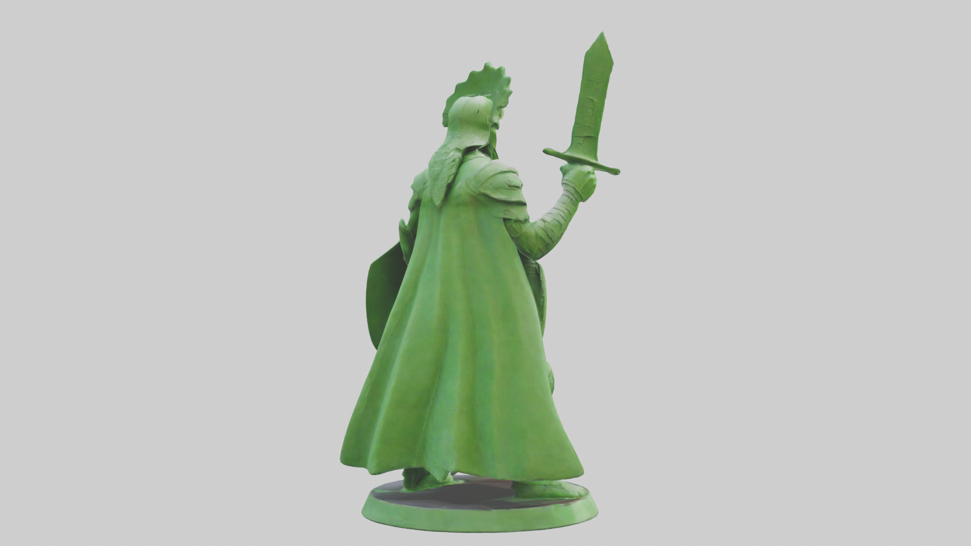 Green Warrior Sculpture model Low-poly 3D model_2