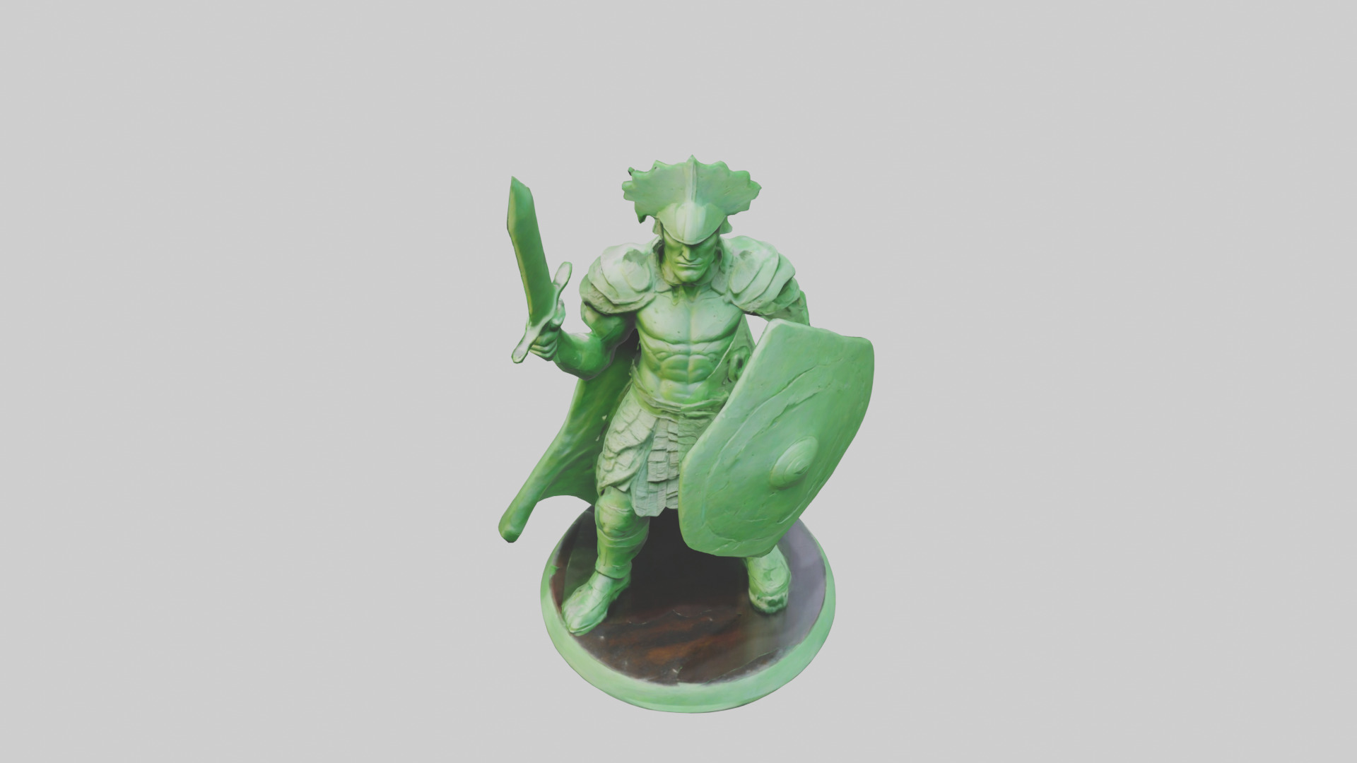 Green Warrior Sculpture model Low-poly 3D model_16