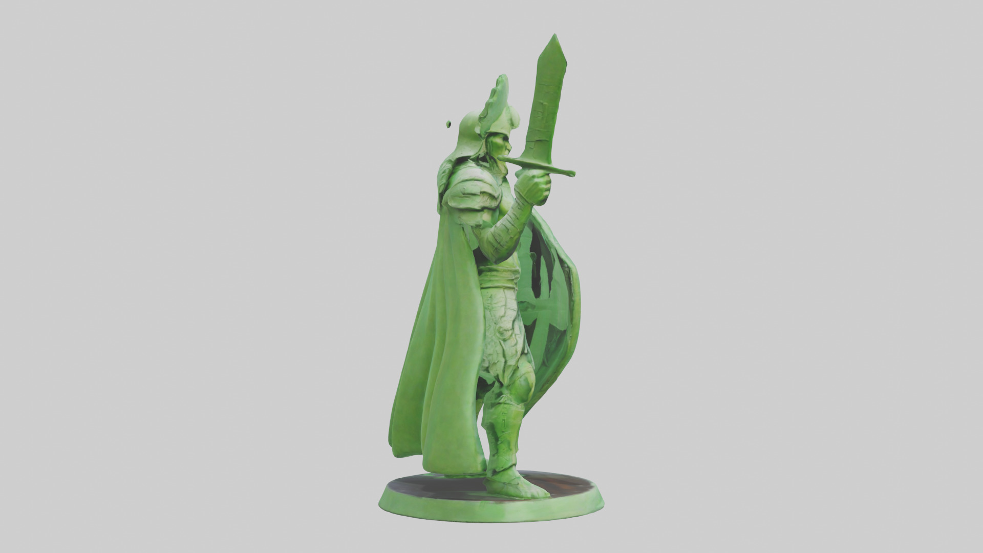 Green Warrior Sculpture model Low-poly 3D model_13