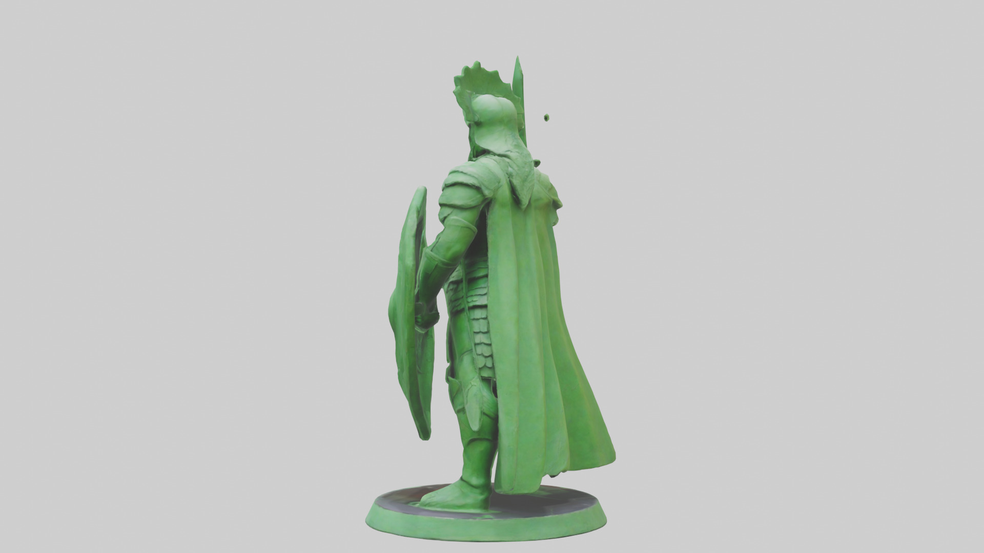 Green Warrior Sculpture model Low-poly 3D model_1