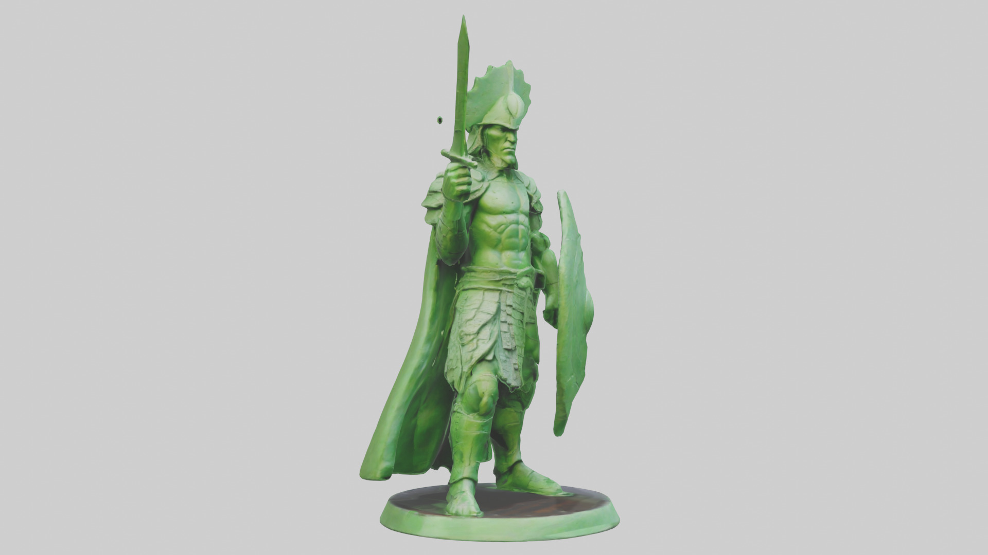 Green Warrior Sculpture model Low-poly 3D model_7