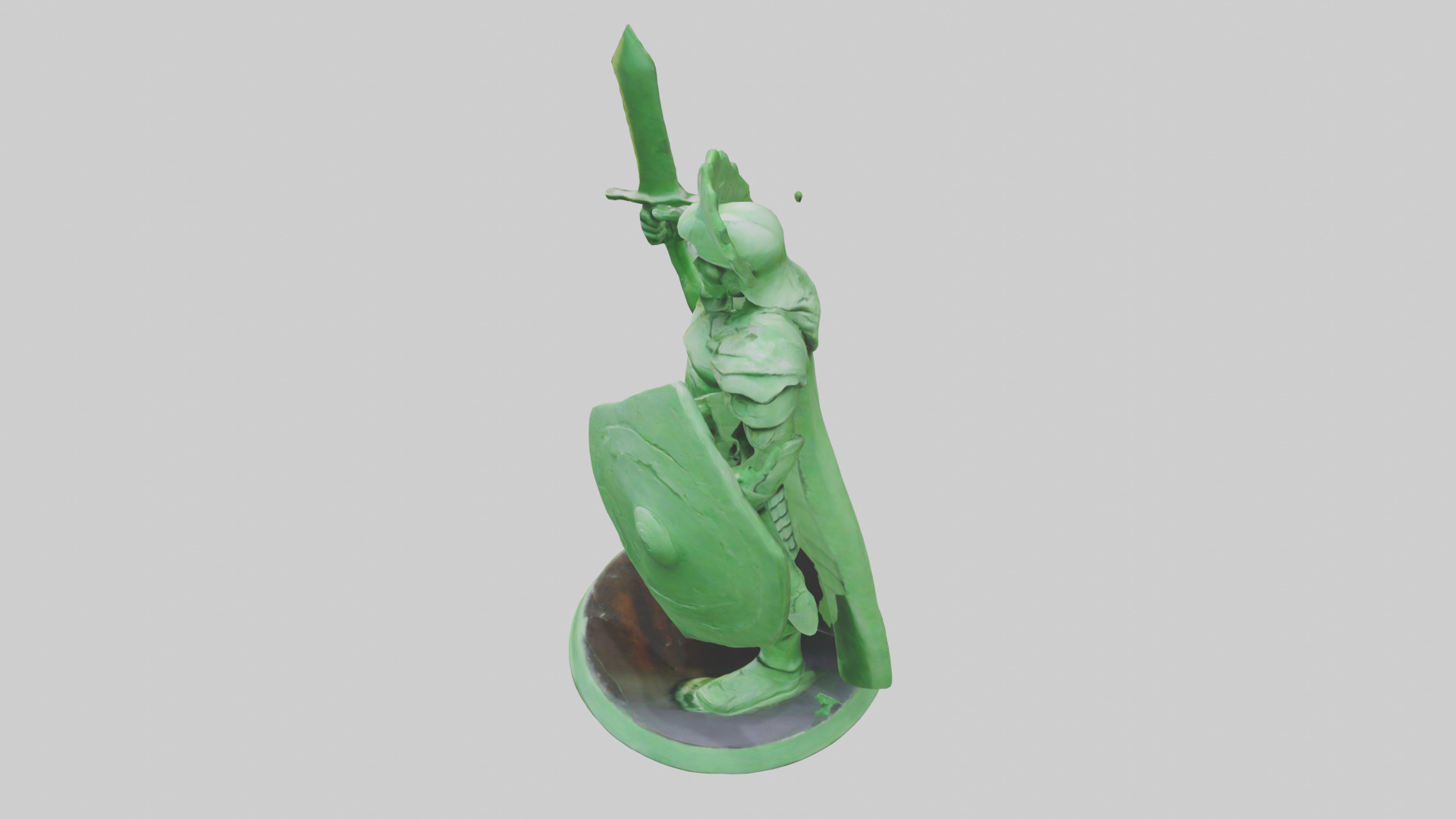 Green Warrior Sculpture model Low-poly 3D model_17