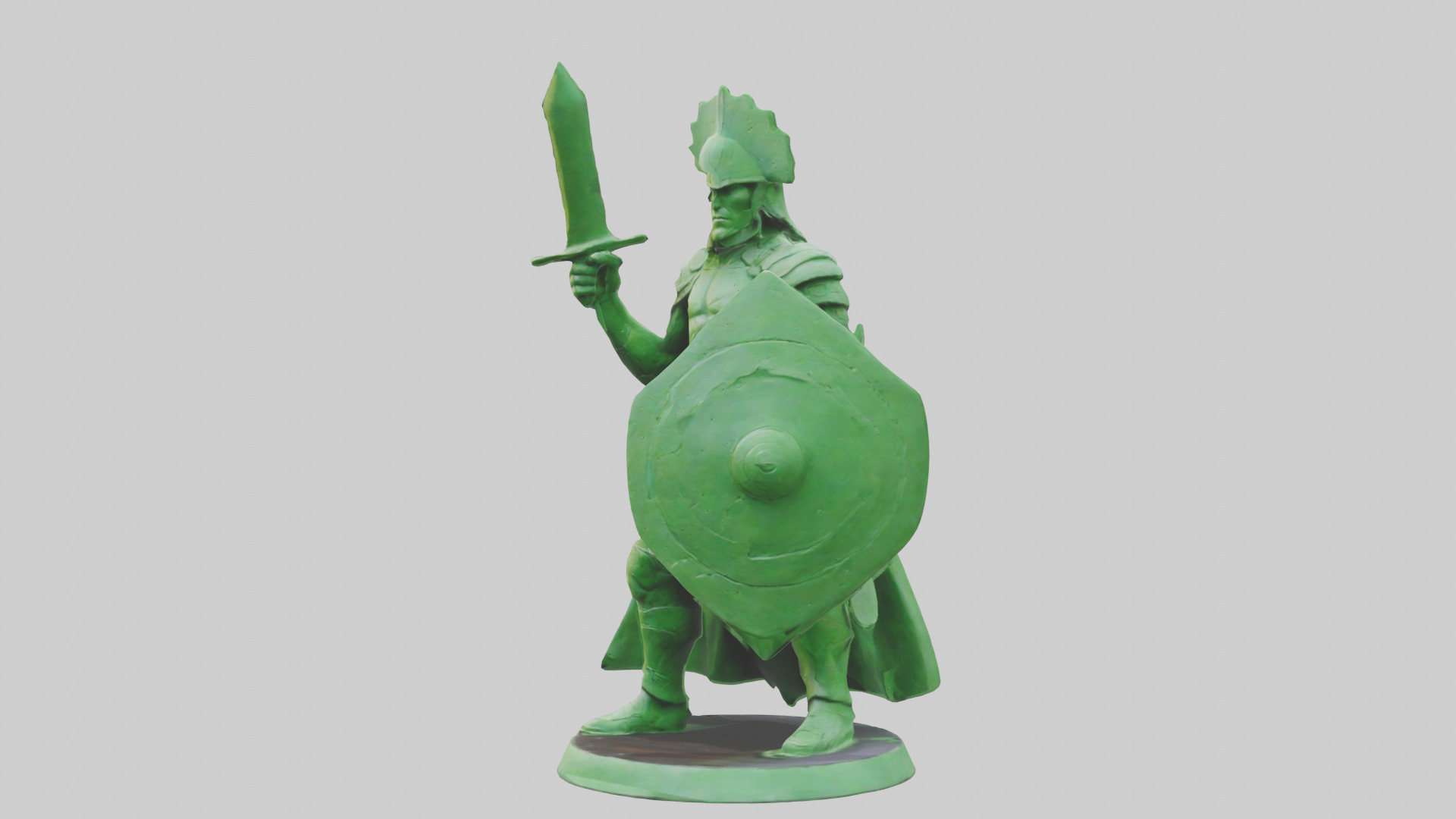 Green Warrior Sculpture model Low-poly 3D model_8