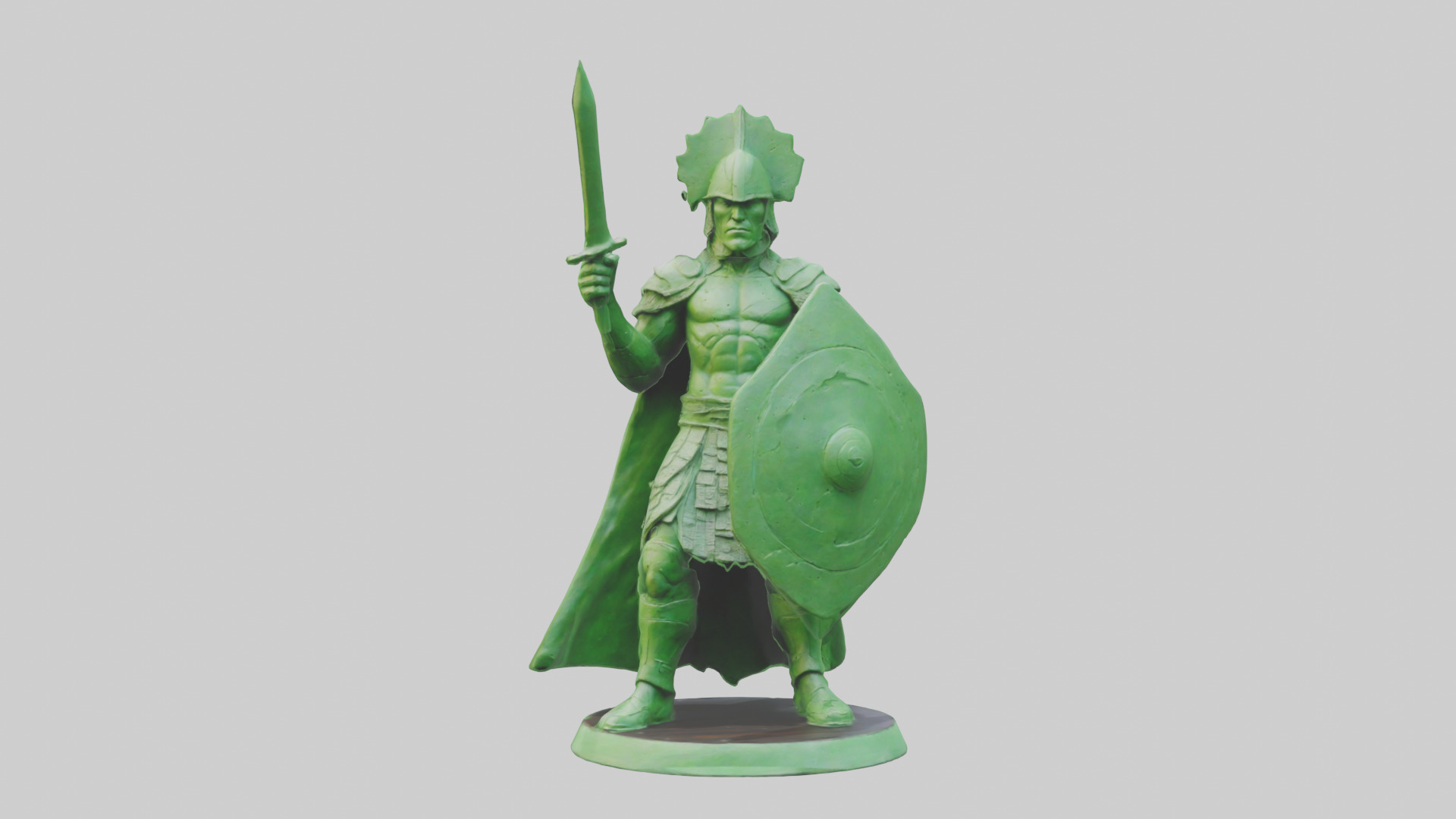 Green Warrior Sculpture model Low-poly 3D model_9