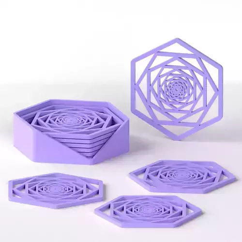 Recursive Hexagons Coasters