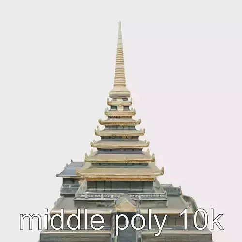 Shwedagon Pagoda 3D Model with Detailed Architecture