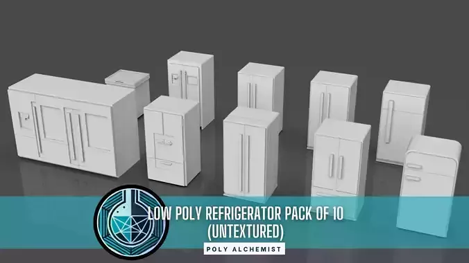 Low Poly Refrigerator Pack Of 10  - Untextured  Low-poly 3D model