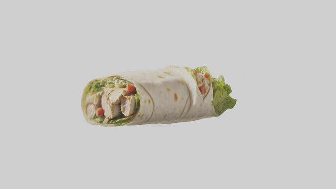 Grilled chicken Caesar wrap model Low-poly 3D model 6