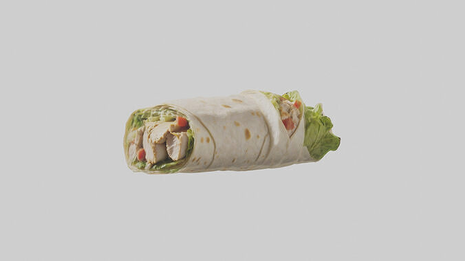 Grilled chicken Caesar wrap model Low-poly 3D model 4