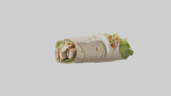 Grilled chicken Caesar wrap model Low-poly 3D model 3