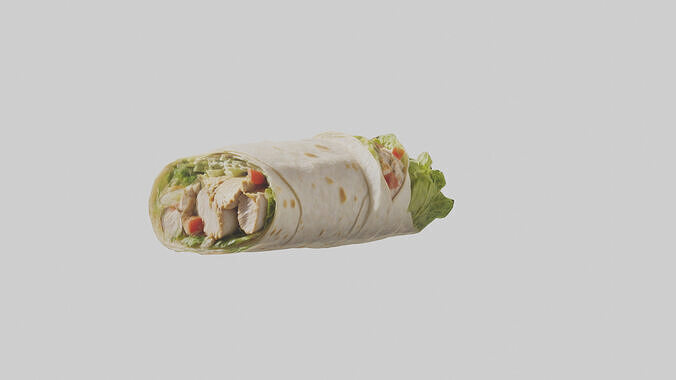 Grilled chicken Caesar wrap model Low-poly 3D model 7