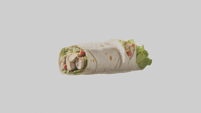 Grilled chicken Caesar wrap model Low-poly 3D model 2