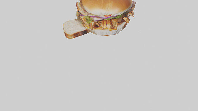 Grilled chicken sandwich model Low-poly 3D model 7