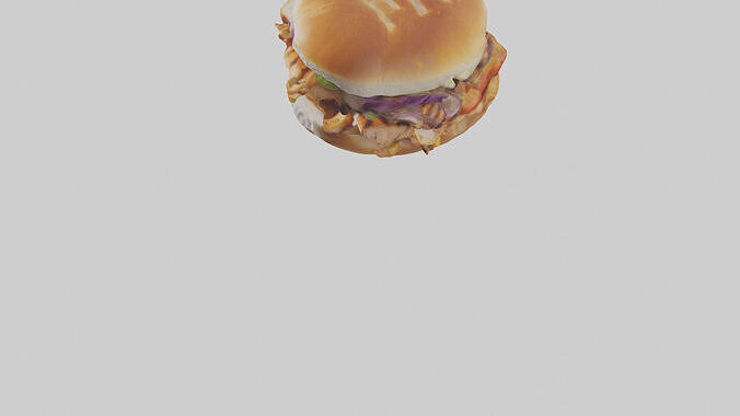 Grilled chicken sandwich model Low-poly 3D model 6