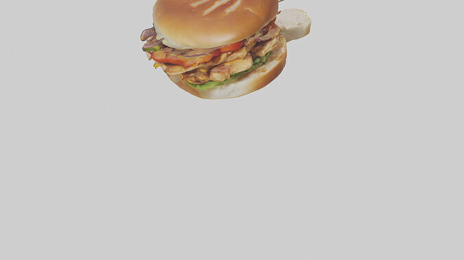 Grilled chicken sandwich model Low-poly 3D model 4