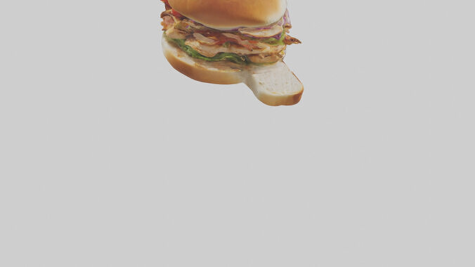 Grilled chicken sandwich model Low-poly 3D model 5