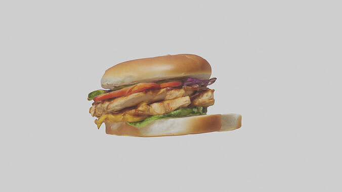 Grilled chicken sandwich model Low-poly 3D model 2
