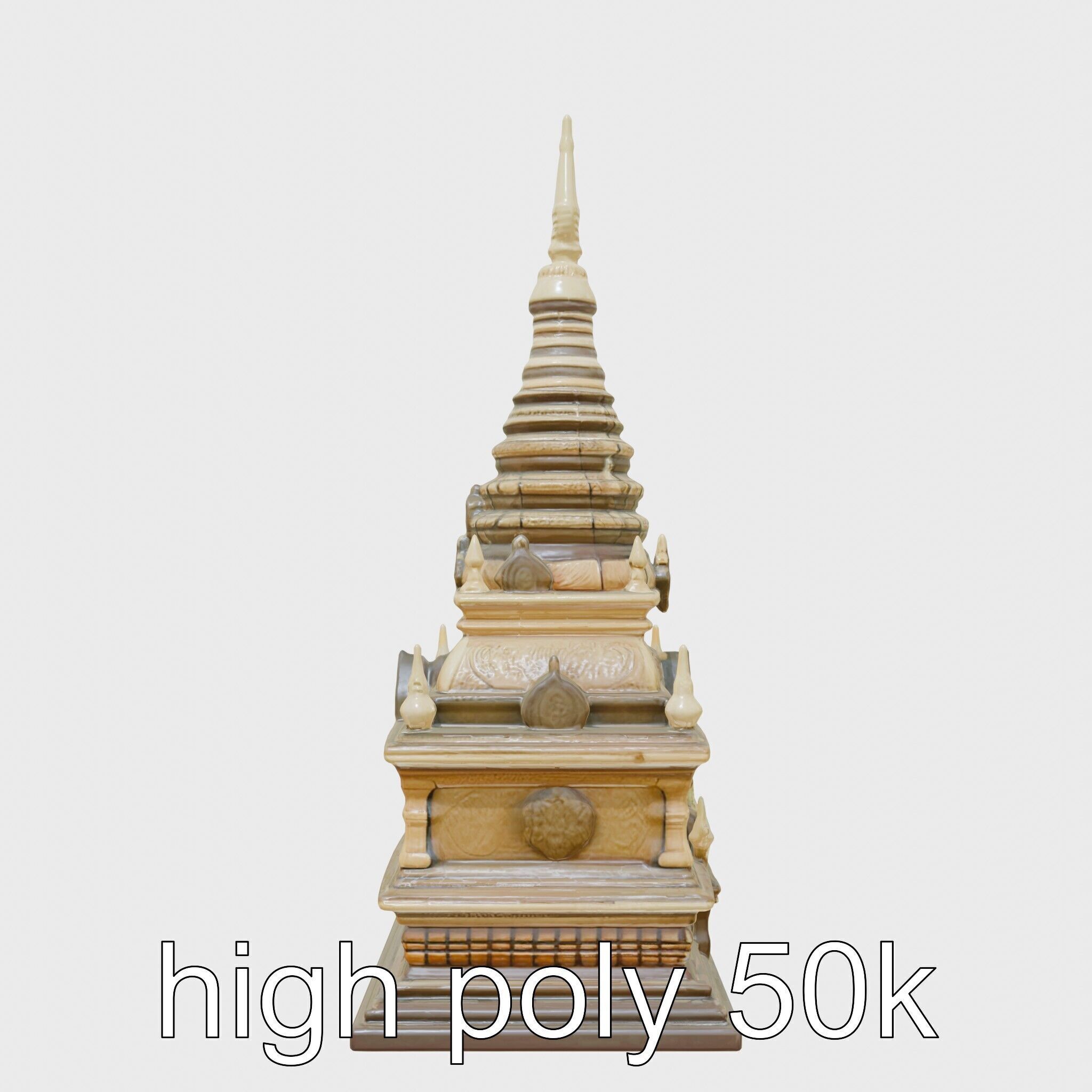 Golden Shwedagon Pagoda Architectural Model Low-poly 3D model_62