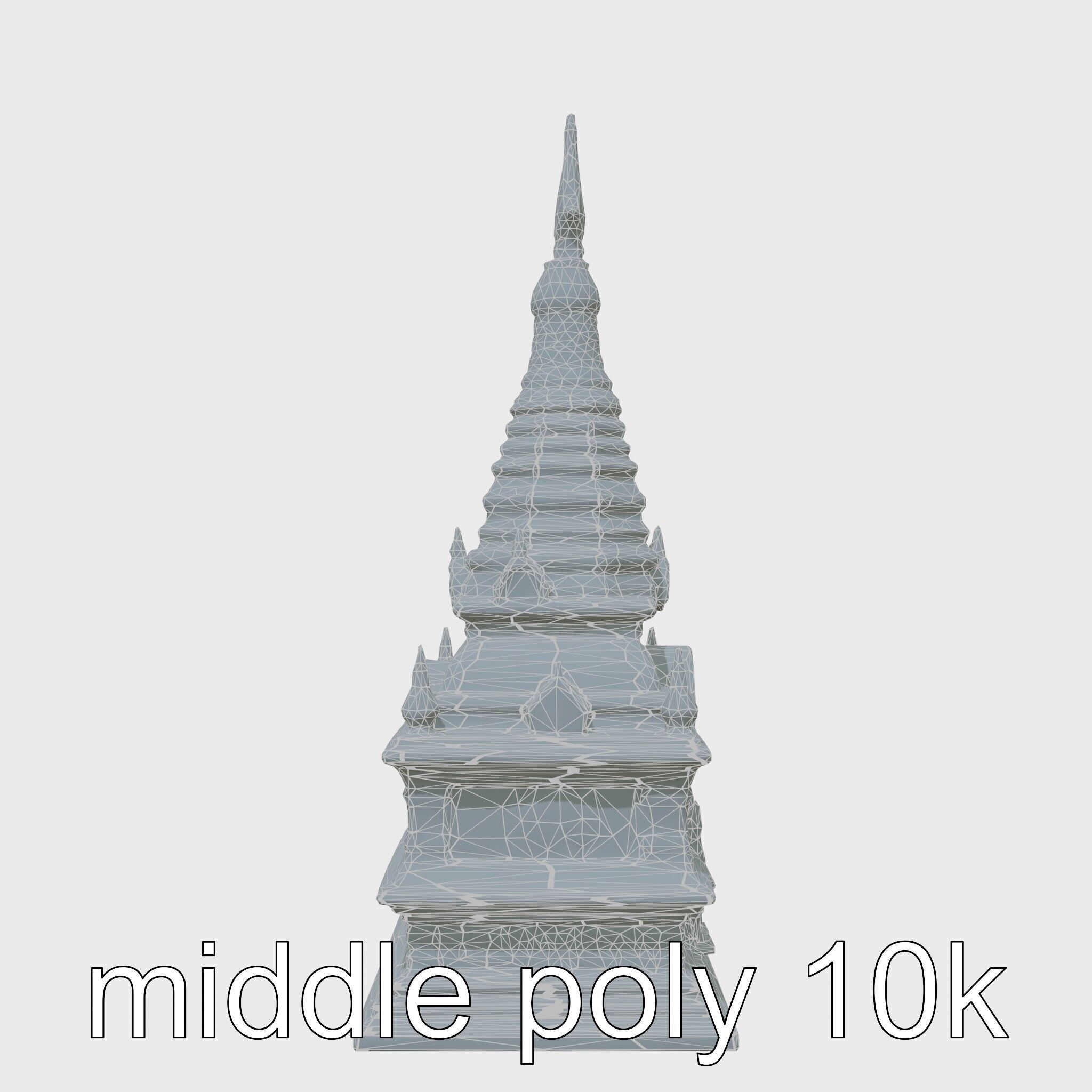 Golden Shwedagon Pagoda Architectural Model Low-poly 3D model_56