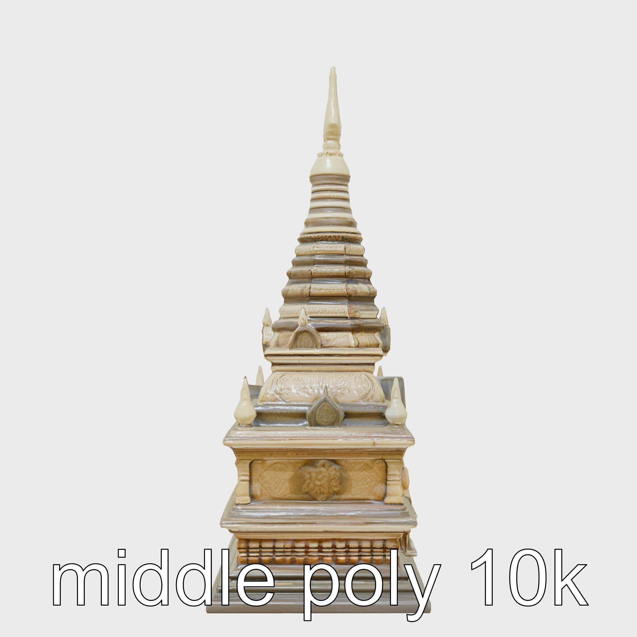 Golden Shwedagon Pagoda Architectural Model Low-poly 3D model_54