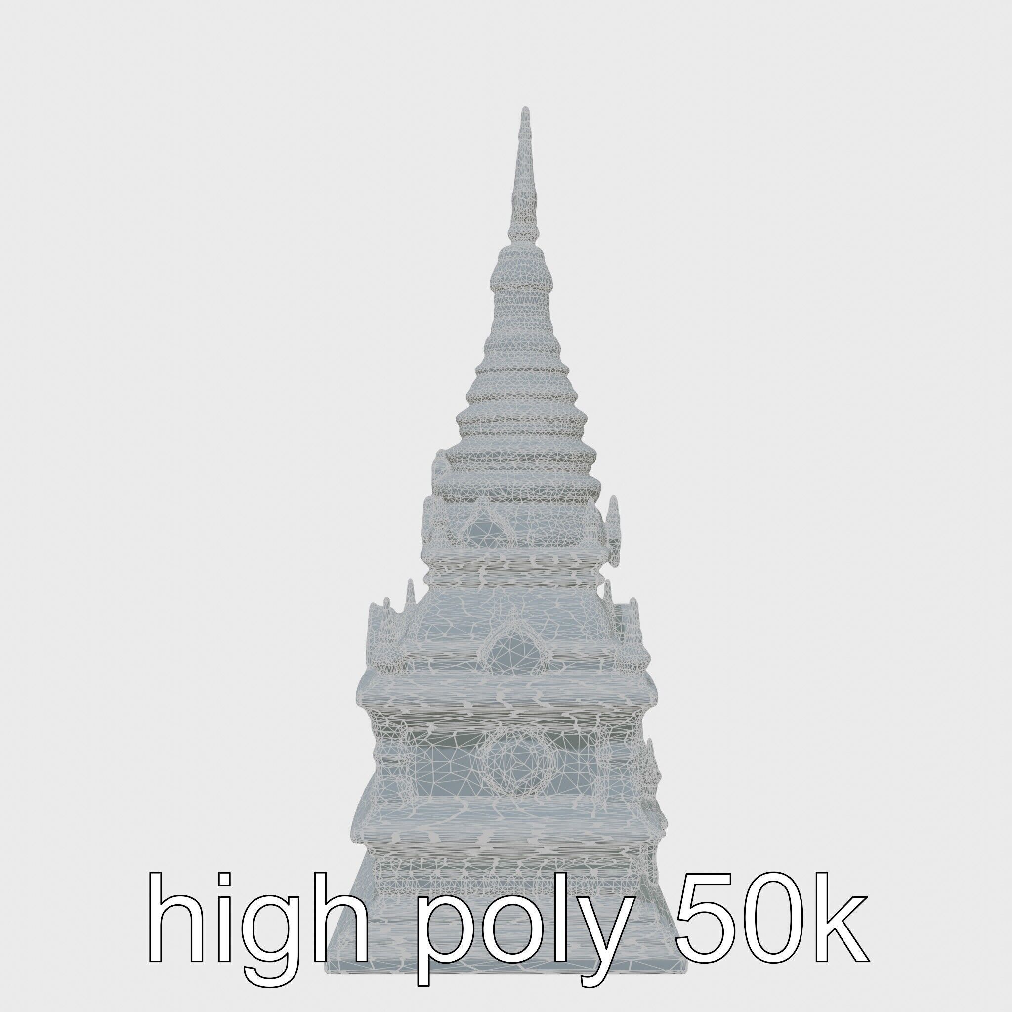 Golden Shwedagon Pagoda Architectural Model Low-poly 3D model_65