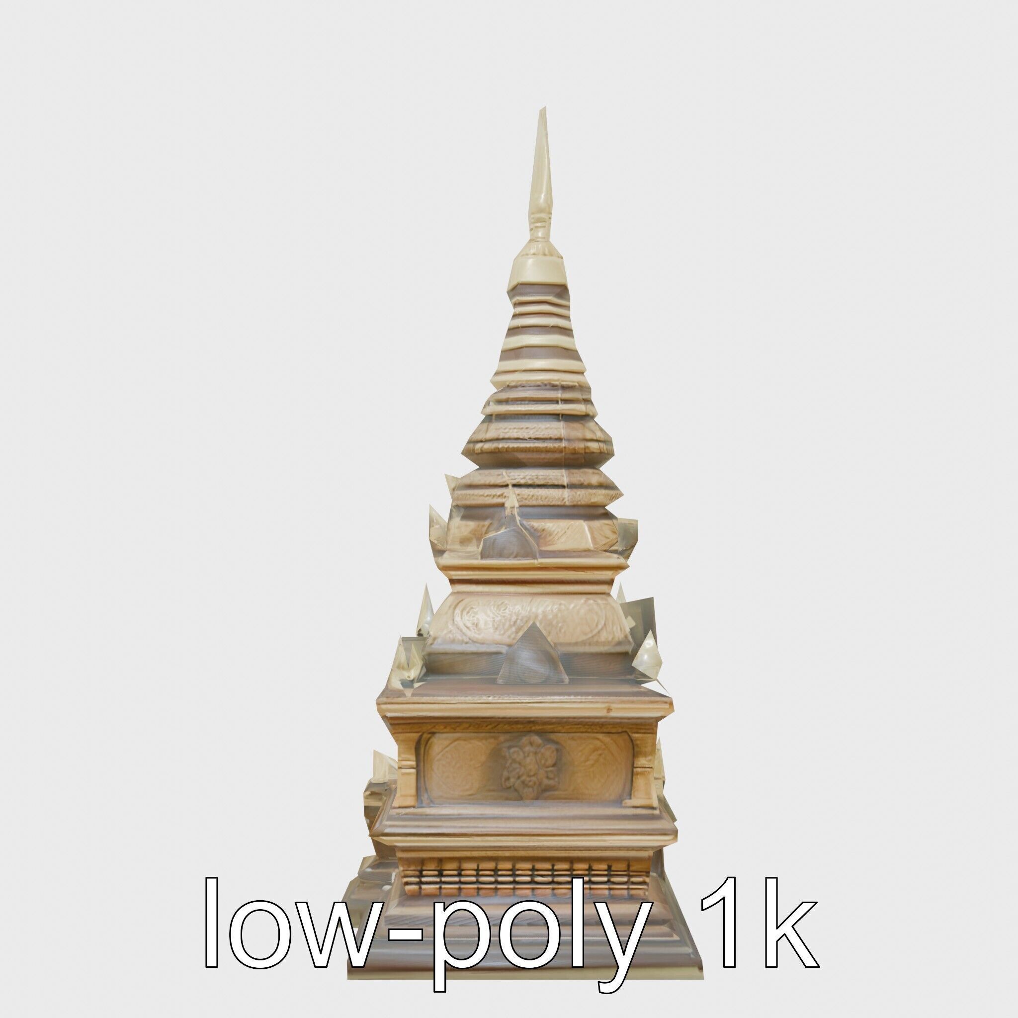Golden Shwedagon Pagoda Architectural Model Low-poly 3D model_41