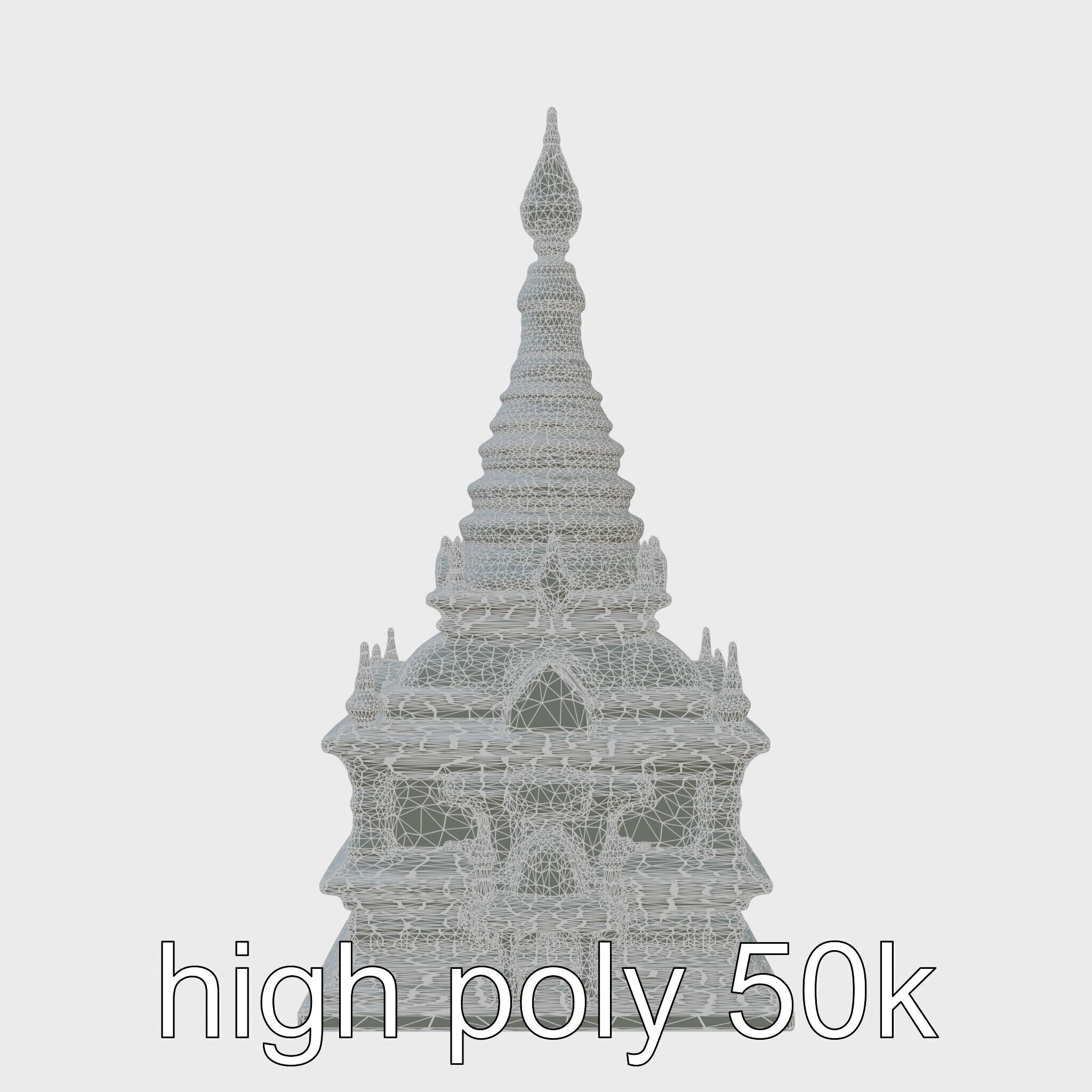 Golden Shwedagon Pagoda Architectural Model Low-poly 3D model_42
