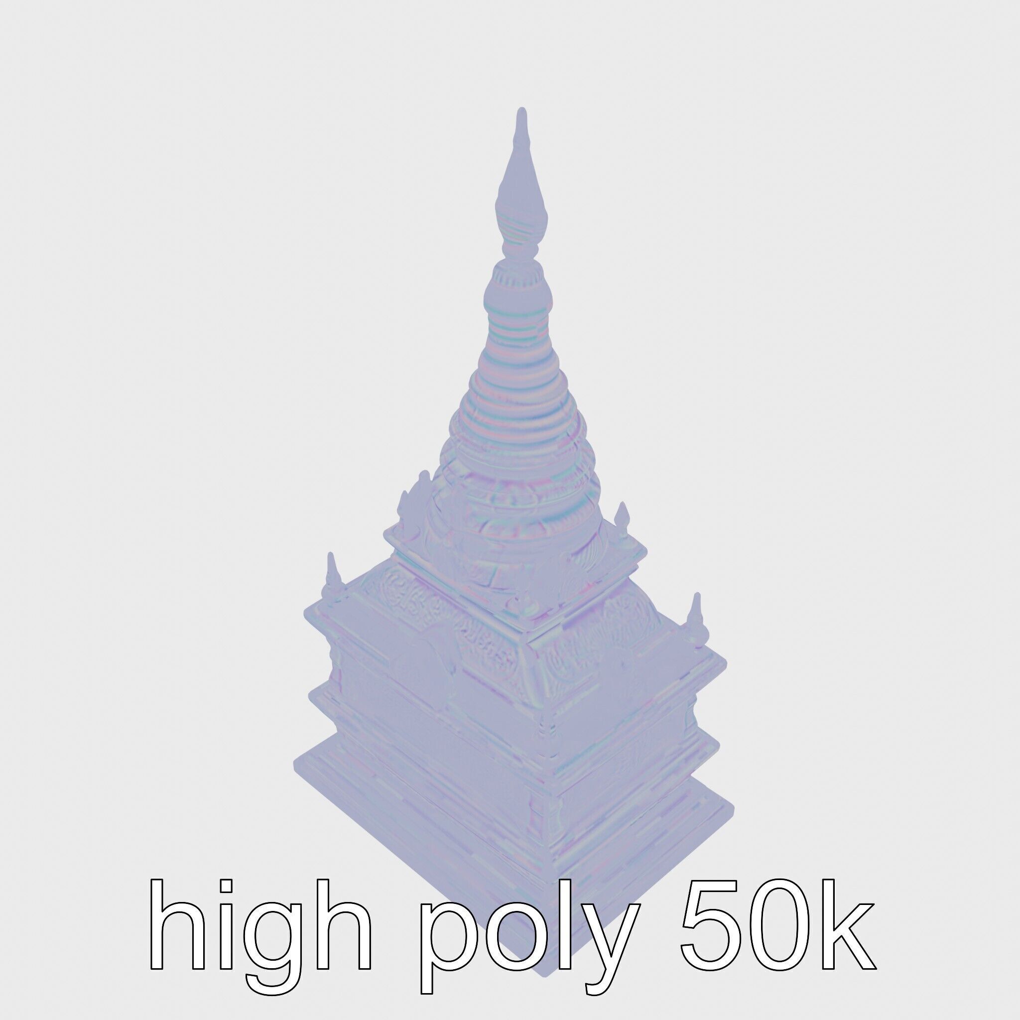 Golden Shwedagon Pagoda Architectural Model Low-poly 3D model_61